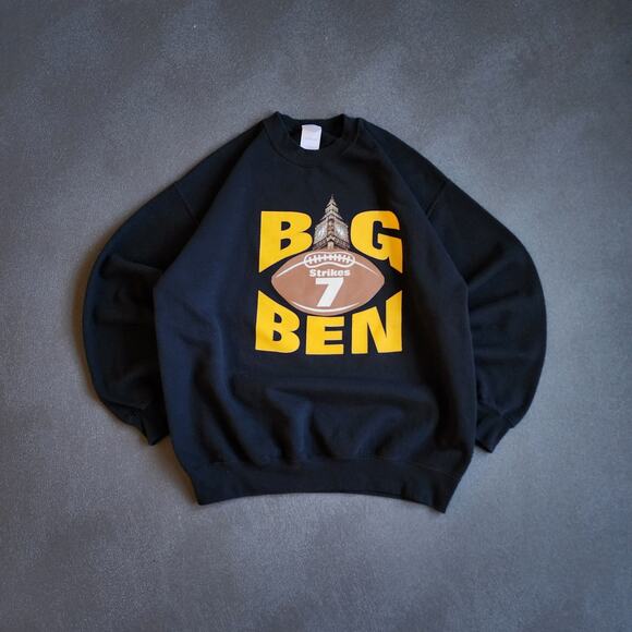 Vintage Ben Roethlisberger Big Ben Black Sweatshirt Large - Picture 1 of 7
